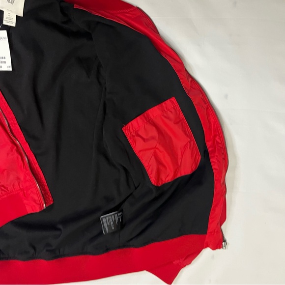 Men’s Red H&M Bomber Jacket Size Large - Picture 9 of 16